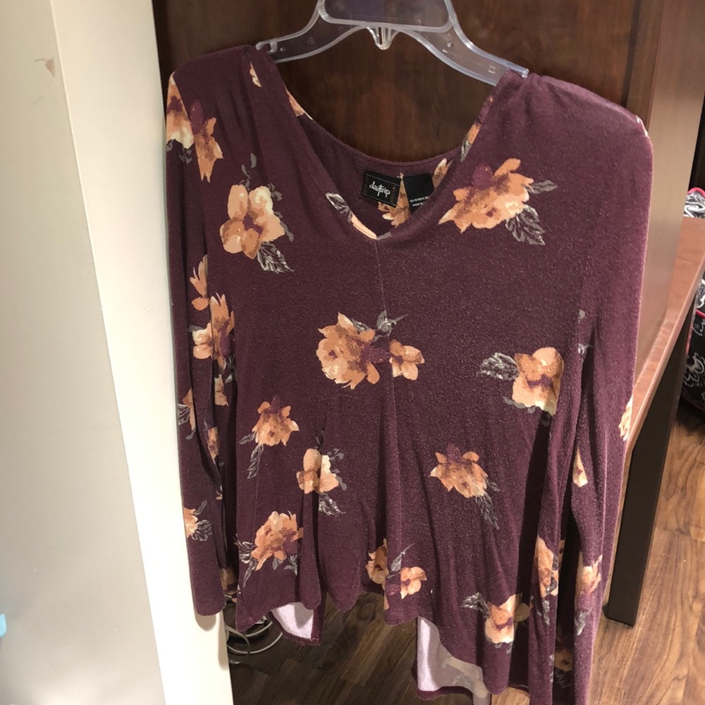 Day trip Maroon open back blouse from buckle